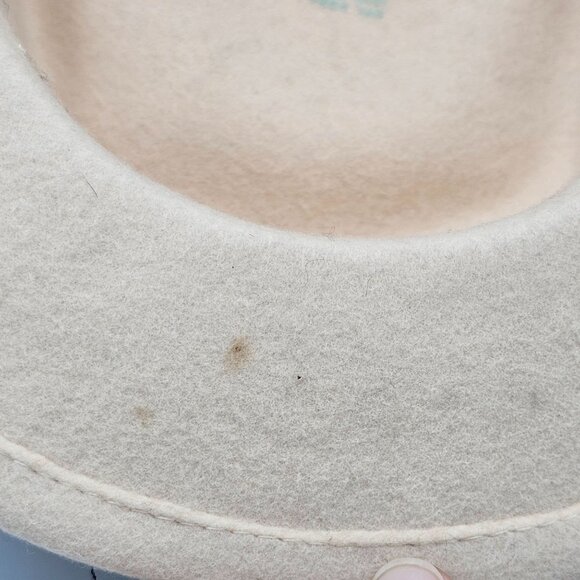 Vintage Women's Wool Felt Hat With Navy Ribbon & Lace Accent Project Hat - Picture 7 of 10